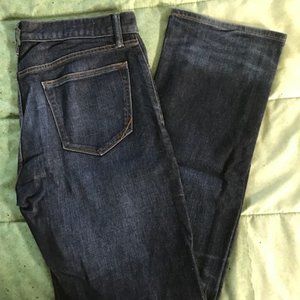Banana Republic Men's Straight Jeans Dark Blue Distressed Wash Denim 33Wx34L